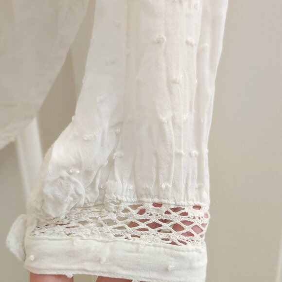 Free People sz S Swiss Dot Everyday Every Girl Lace Top Button Down Blouse Rayon - Picture 8 of 16